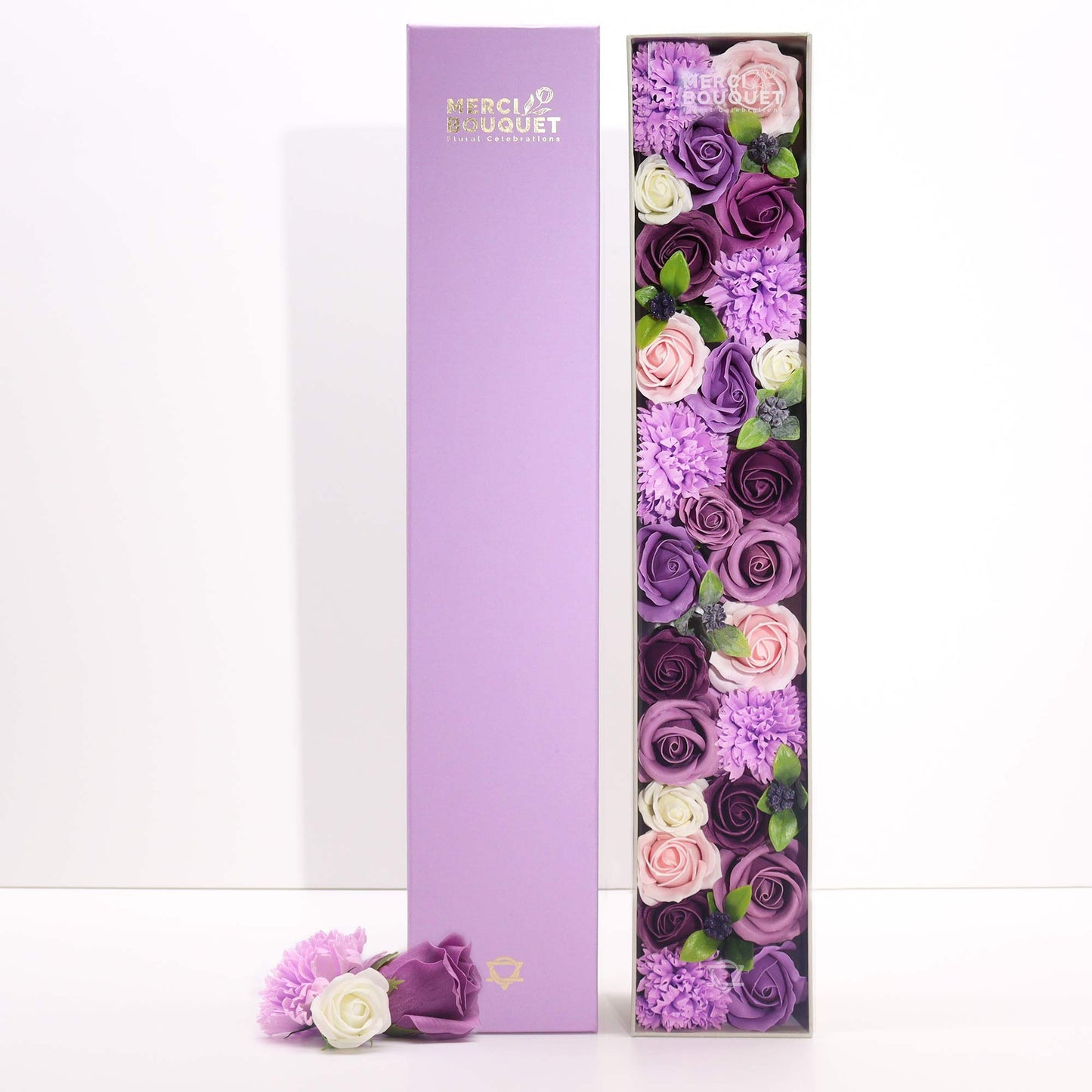 Extra Long Soap Arrangement Box - Lavender Rose & Carnation