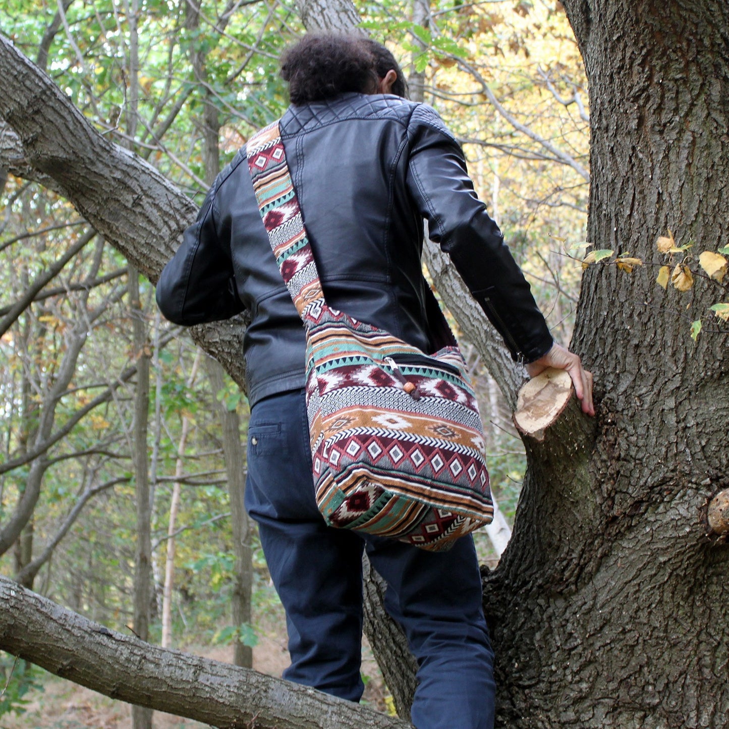 Jacquard Bag - Chocolate Student Sling Bag