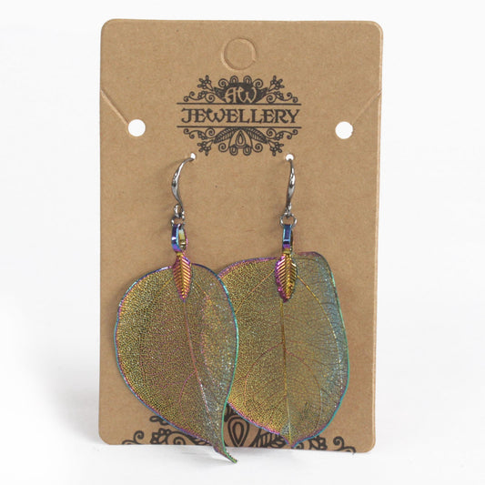 Earrings - Bravery Leaf - Rainbow