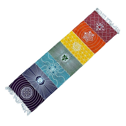 100% Cotton Yoga Rug - 60x200cm - 7 Chakras