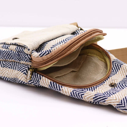 Body Cross Bag Natural Cotton - Tan & Navy