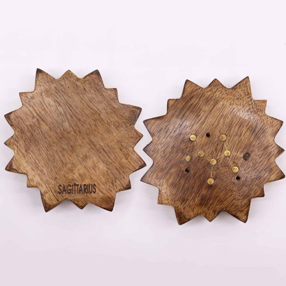 12 Pack Engraved and Brass Zodiac Sign Incense Burners - Sun