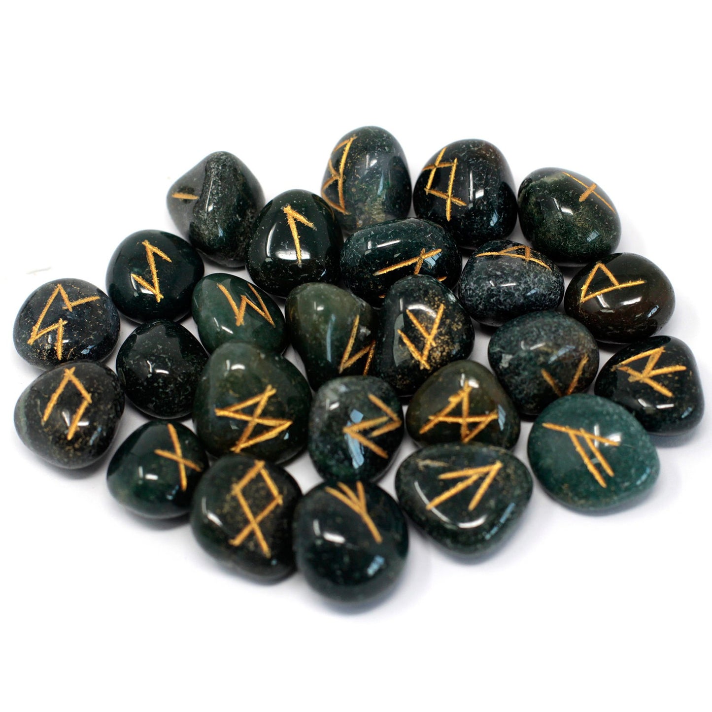 Runes Stone Set in Pouch - Bloodstone