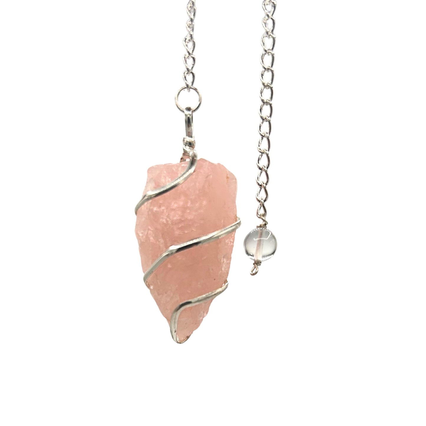 Raw Gemstone Pendulum - Rose Quartz