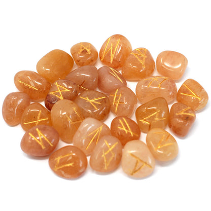 Runes Stone Set in Pouch - Yellow Aventurine