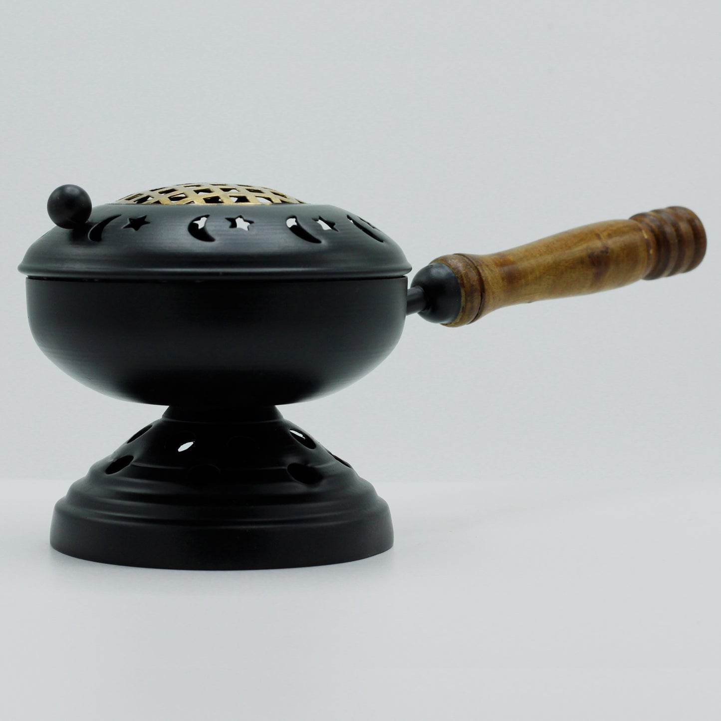 Large Iron Censer on Stand Incense Burner - Gold detail