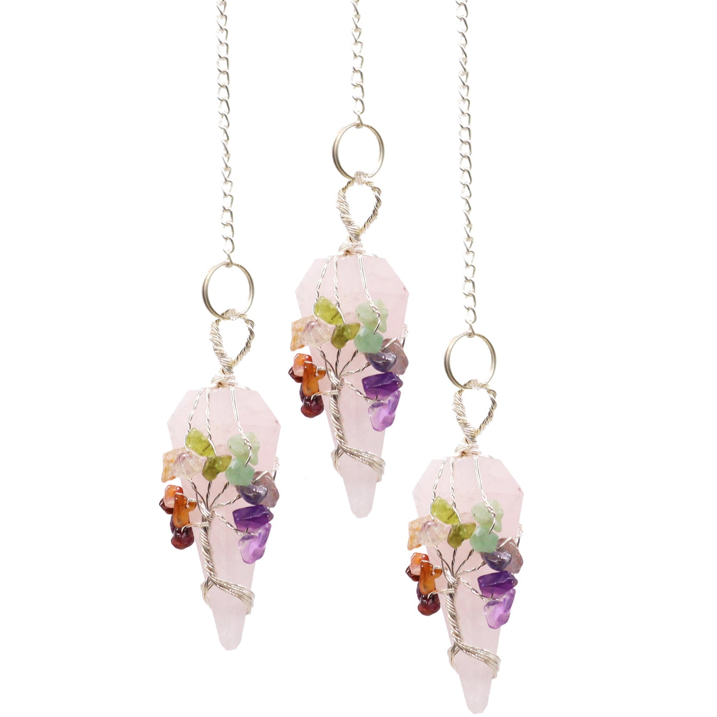 Crystal Pendulum - Seven Chakra - Rose Quartz