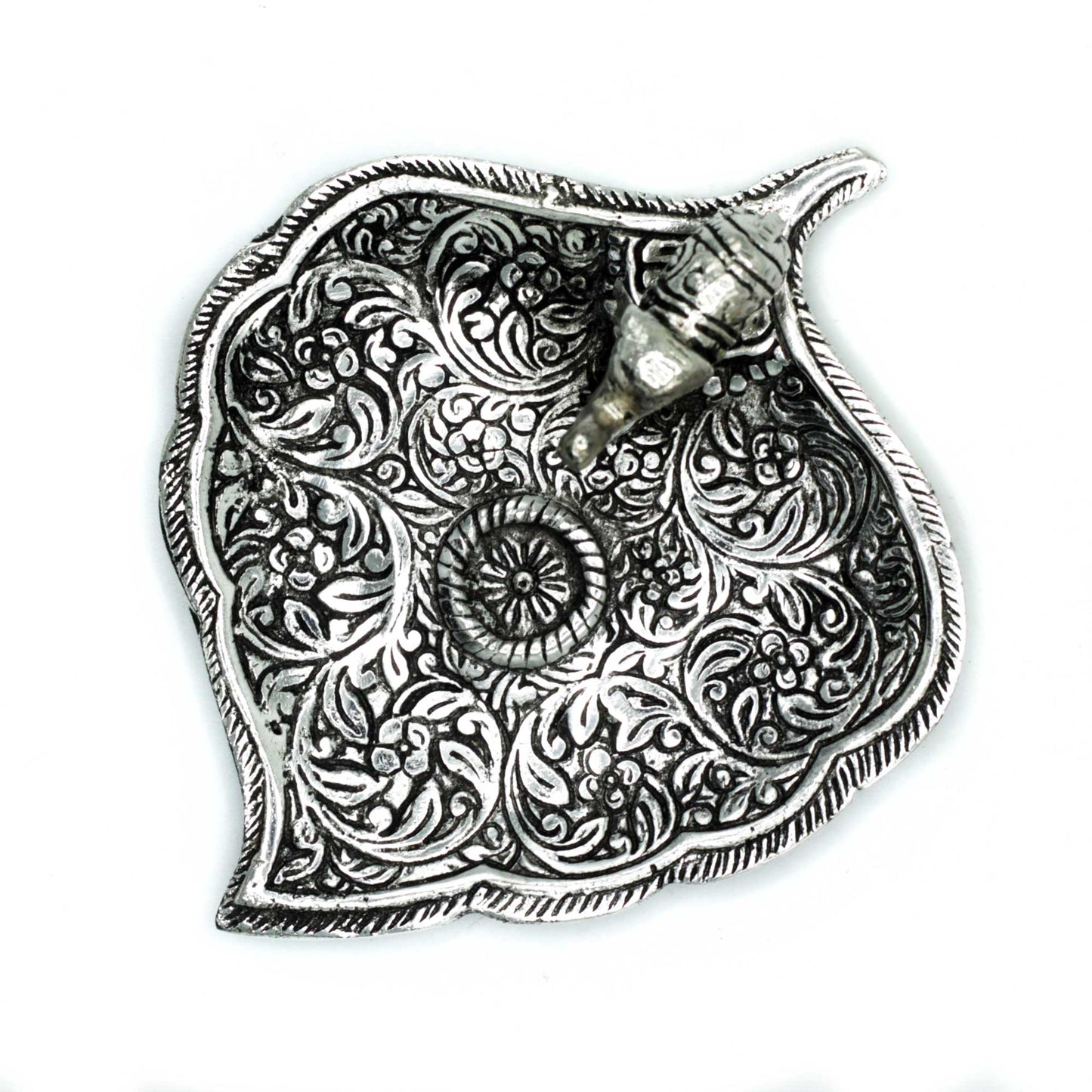 Polished Aluminium Elephant Leaf Incense Holder 11cm