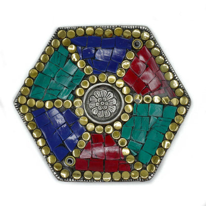 Hex Plate Tibetan Decor Cone & Stick Holder