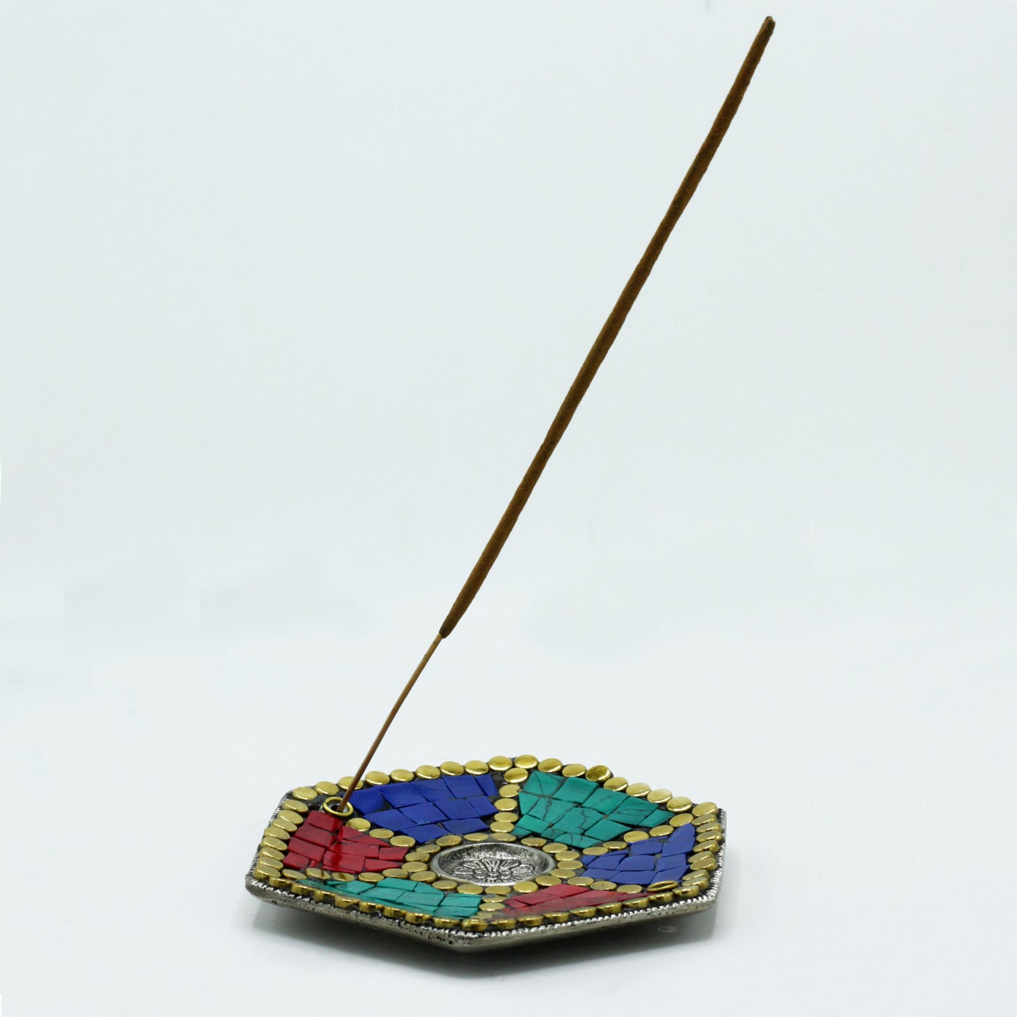 Hex Plate Tibetan Decor Cone & Stick Holder