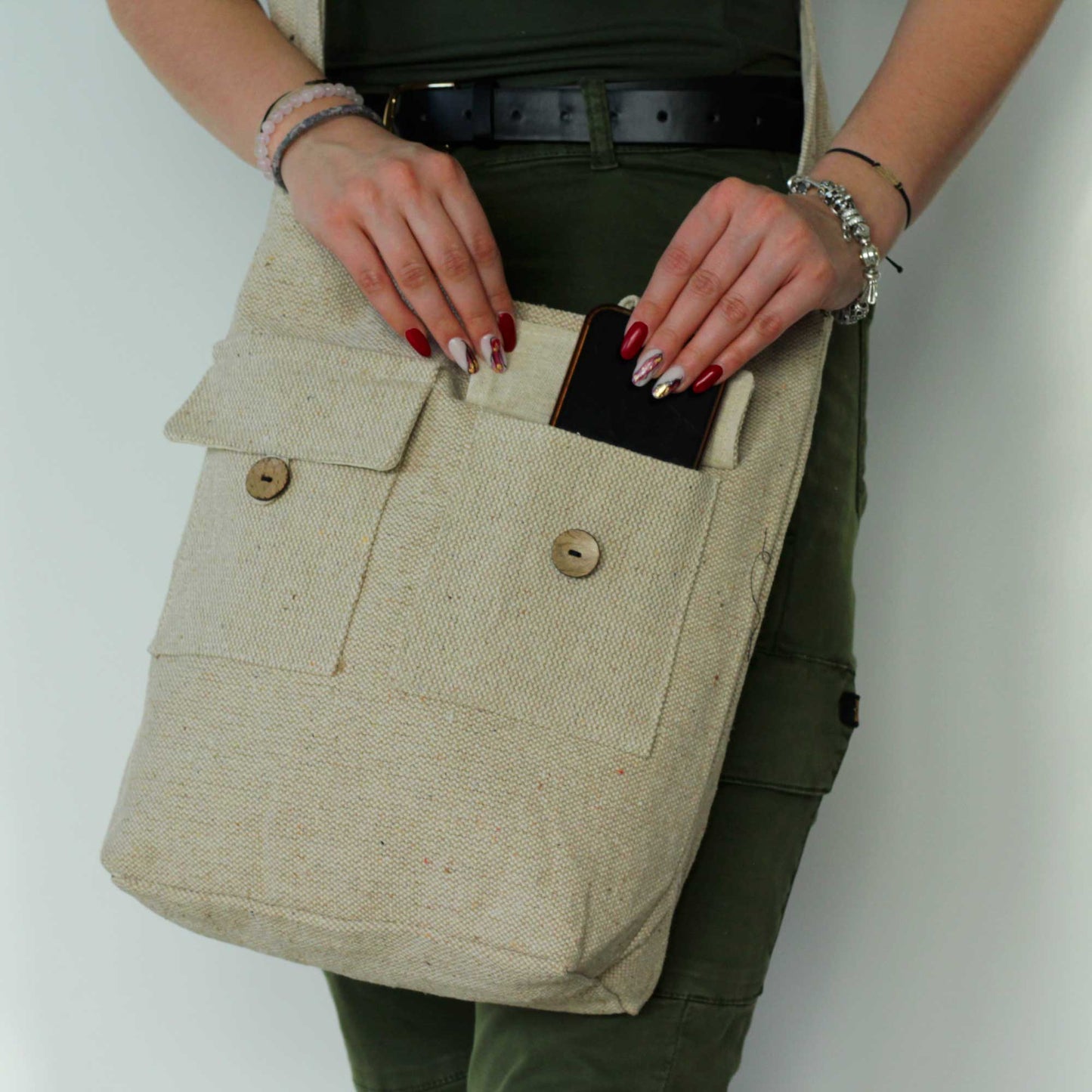 Natural Tones Two Pocket Bags - Stone - Large