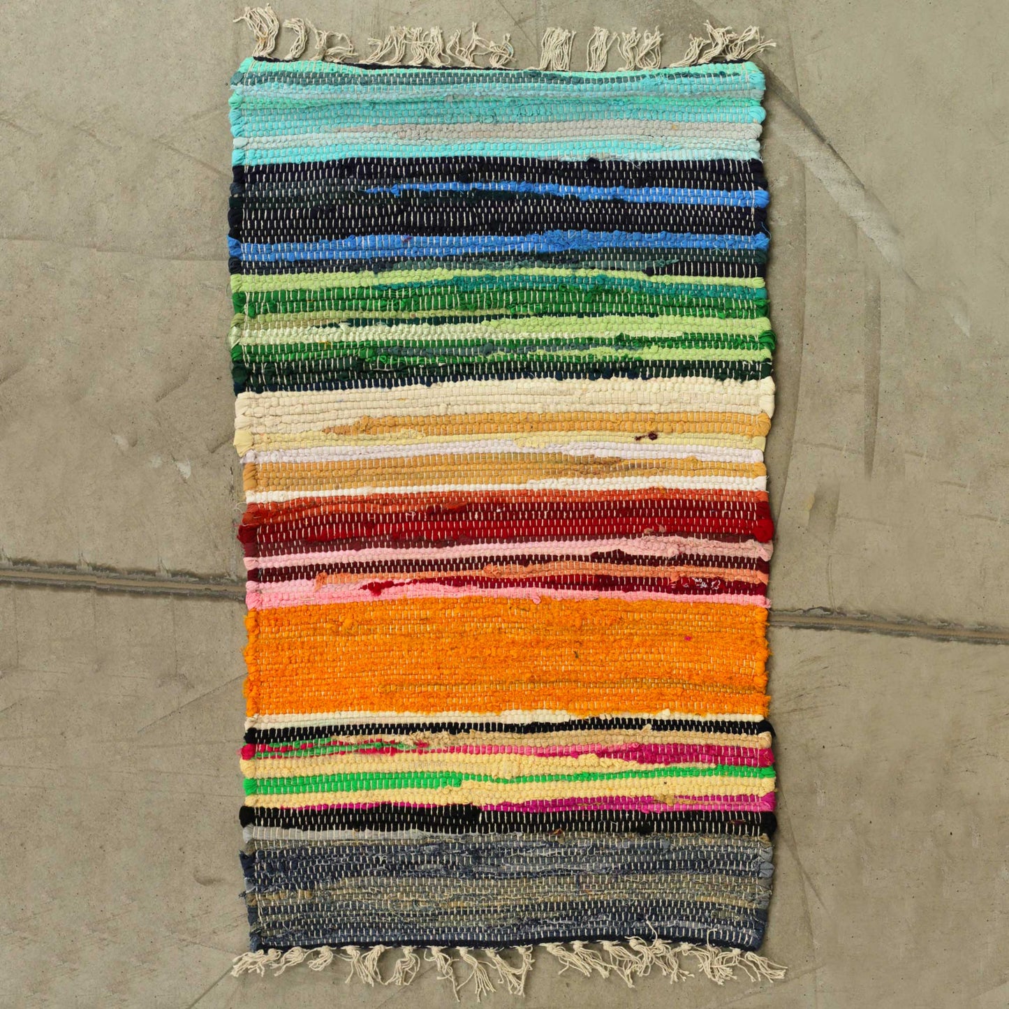 Small Rag Rug - 50x90cm - premium quality -  Rainbow Colours