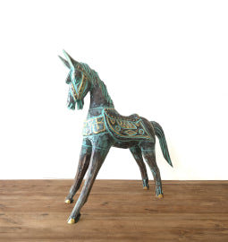 Large Gold & Turquoise Horse 32 cm