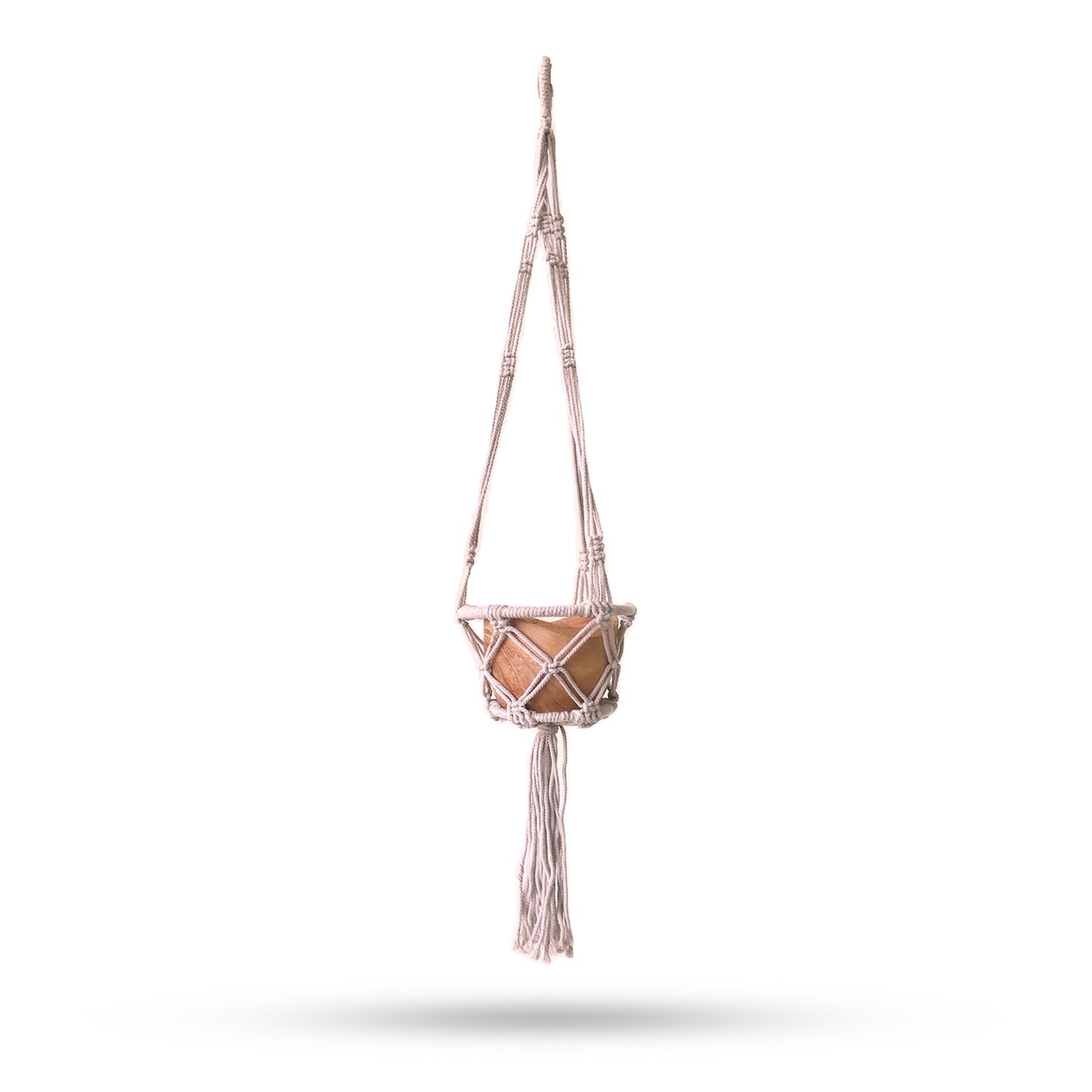 Macrame Hooped Pot Holder Small - Beige - 16cm Hoop