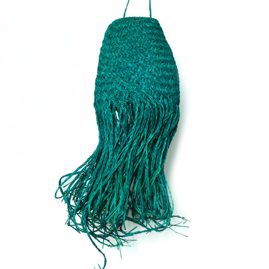 Teal Braided in Doum Suspension Lamp Shade - 20x15cm