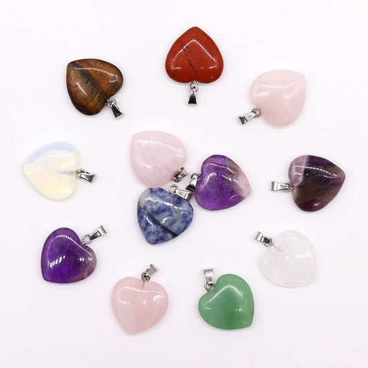 Gemstone Heart Pendants (12 assorted)  20x6mm