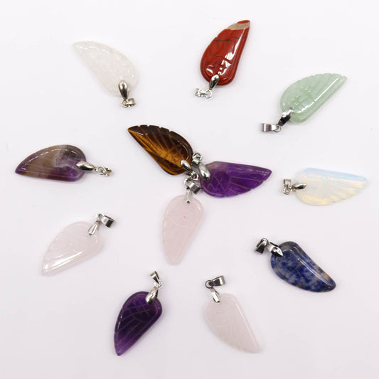 Gemstone Angel Wings Pendants (12 assorted)  28x15mm