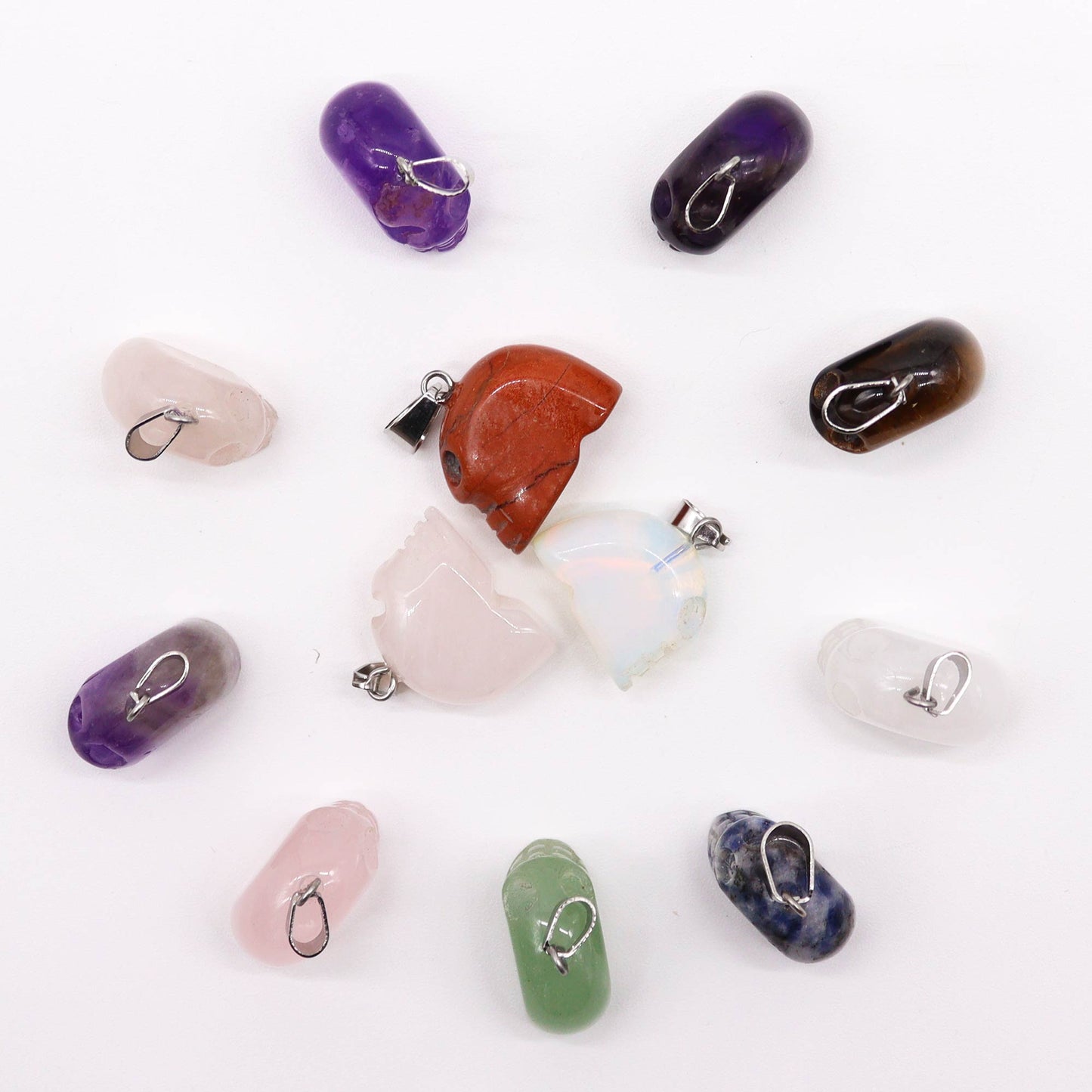 Gemstone Mini Skulls Pendants (12 assorted)  20x15mm