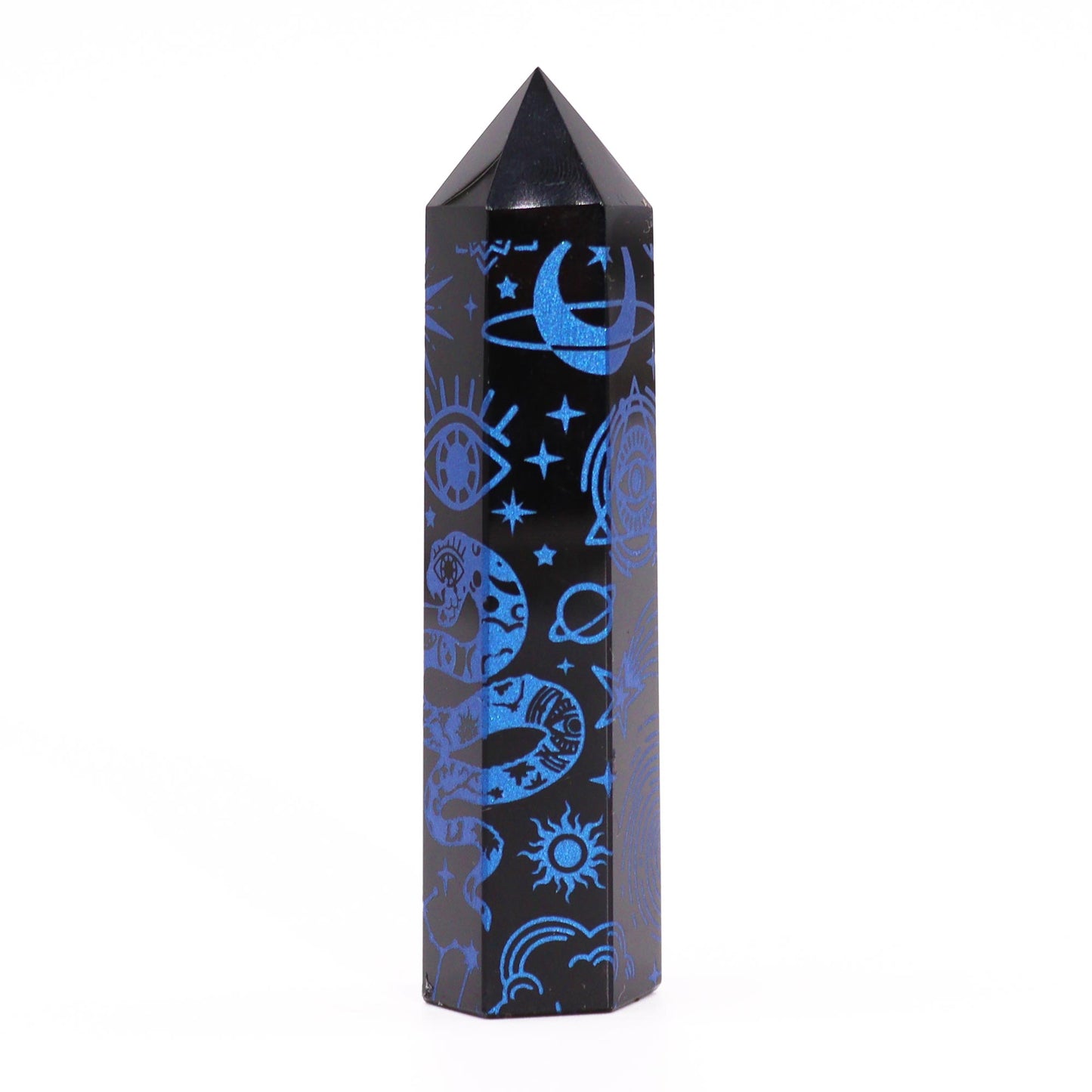 Black Obsidian Points (approx 60-70 gm 9cm) - Mystic Story - Midnight Blue