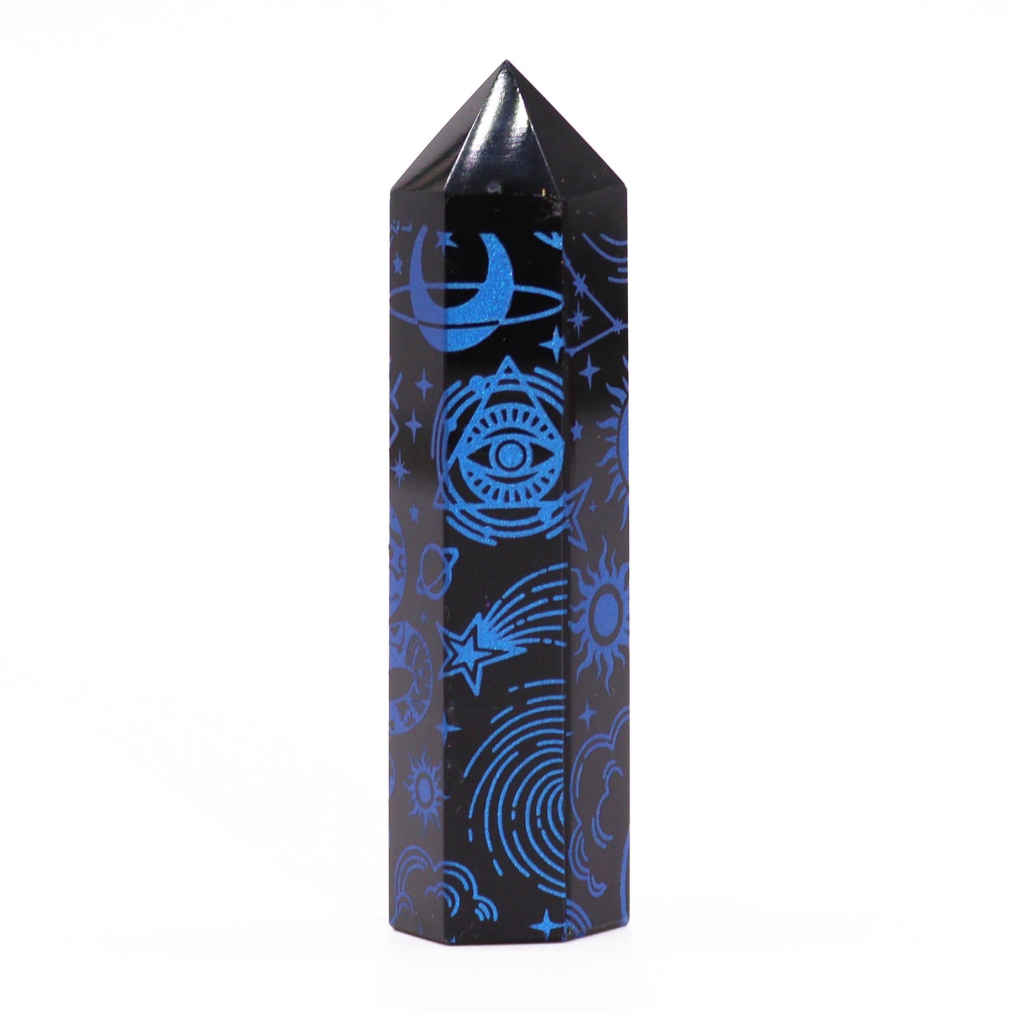 Black Obsidian Points (approx 60-70 gm 9cm) - Mystic Story - Midnight Blue