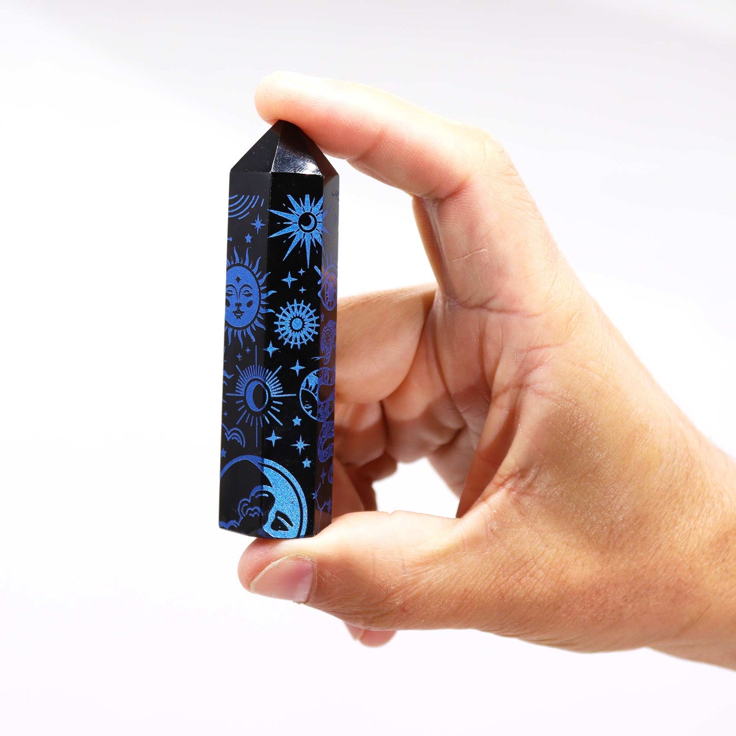 Black Obsidian Points (approx 60-70 gm 9cm) - Mystic Story - Midnight Blue