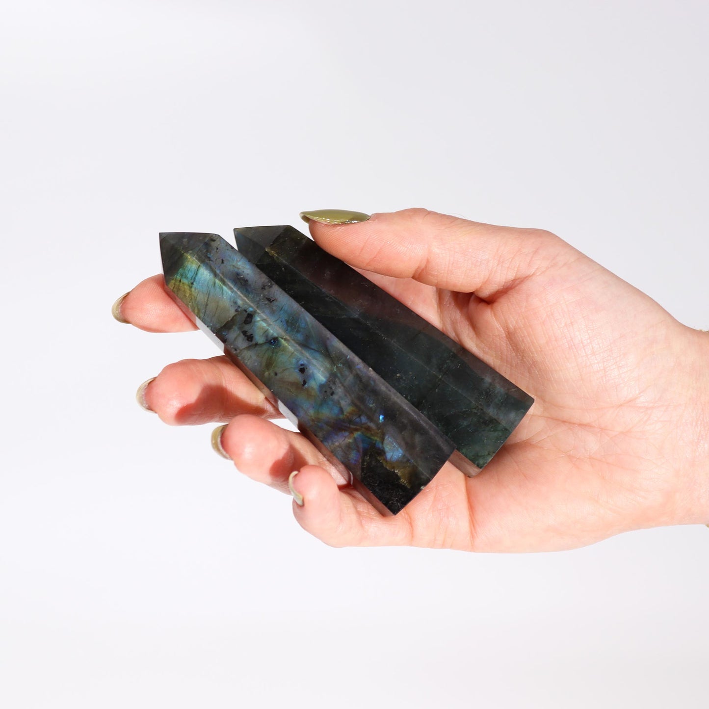 Madagascar Labradorite Points (approx 63-93gm 80x90mm x 25mm)