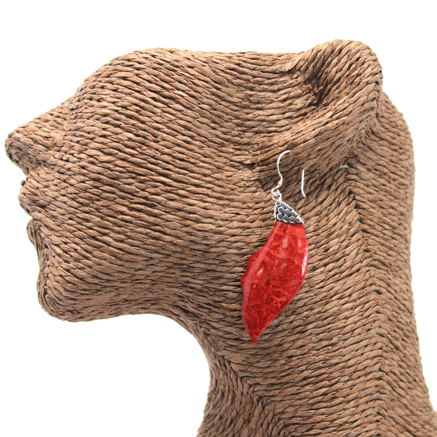 Coral Style 925 Silver Earring - Leaf Drop