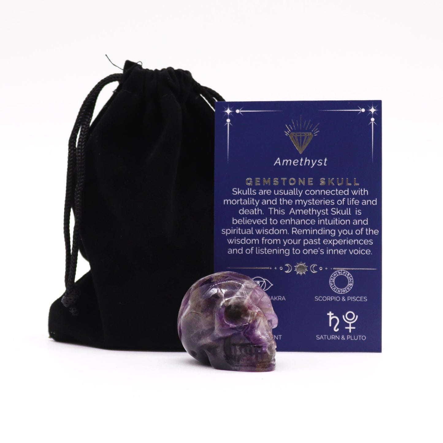 Gemstone Small Skull - Amethyst - 40x30x28mm