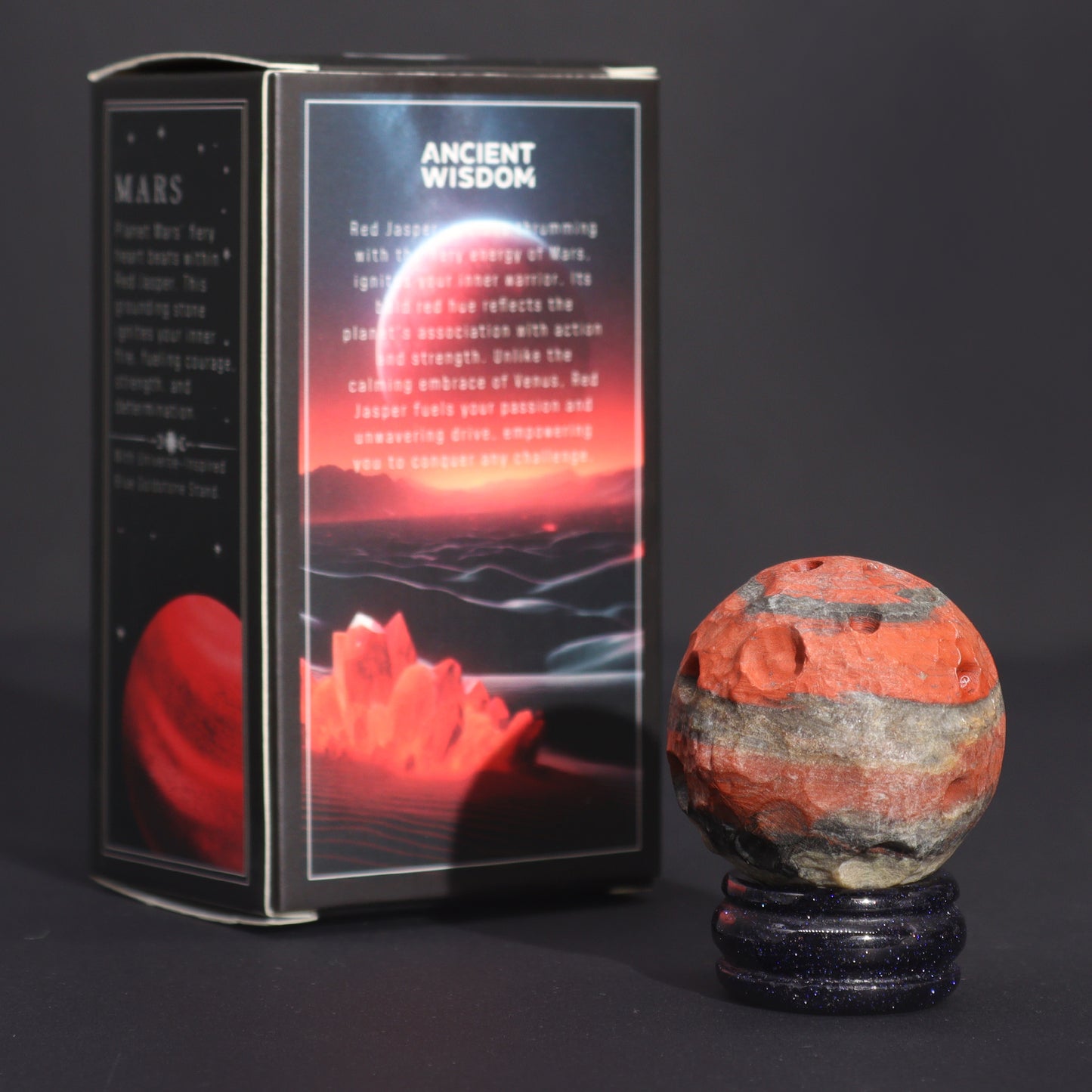 Red Jasper Planet on a Sola Goldstone Stand - 40mm  (30x15mm stand)