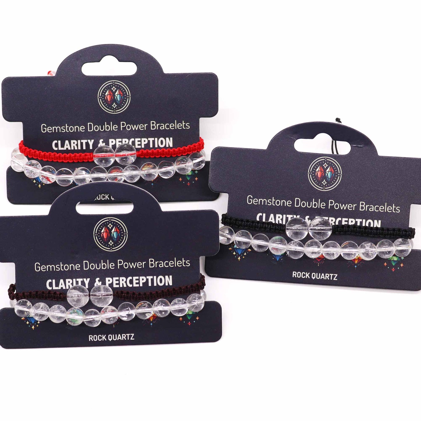 Gemstone Double Power Bracelets- Clear Quartz