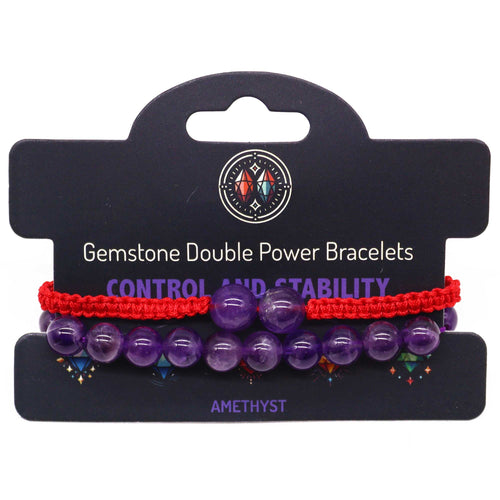 Gemstone Double Power Bracelets- Amythyst