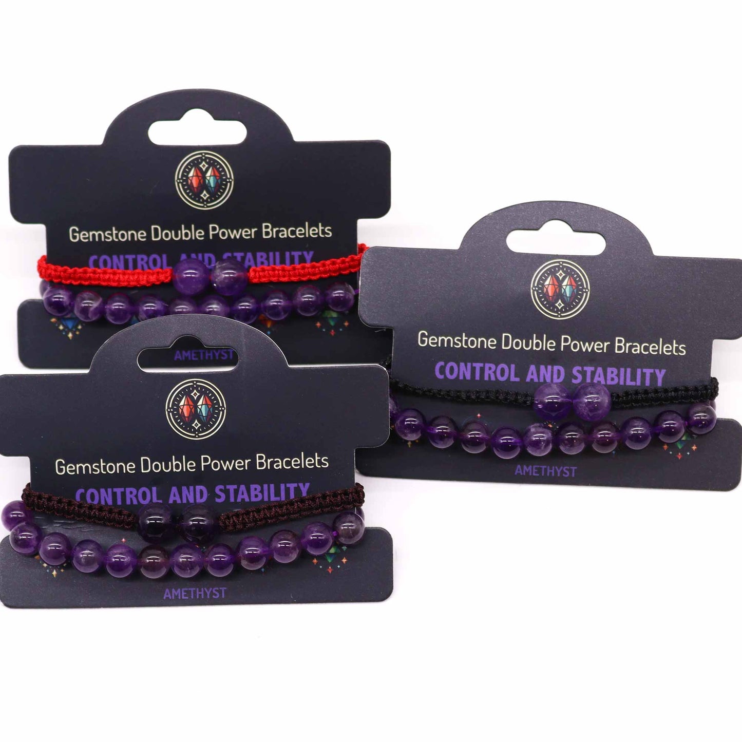 Gemstone Double Power Bracelets- Amythyst