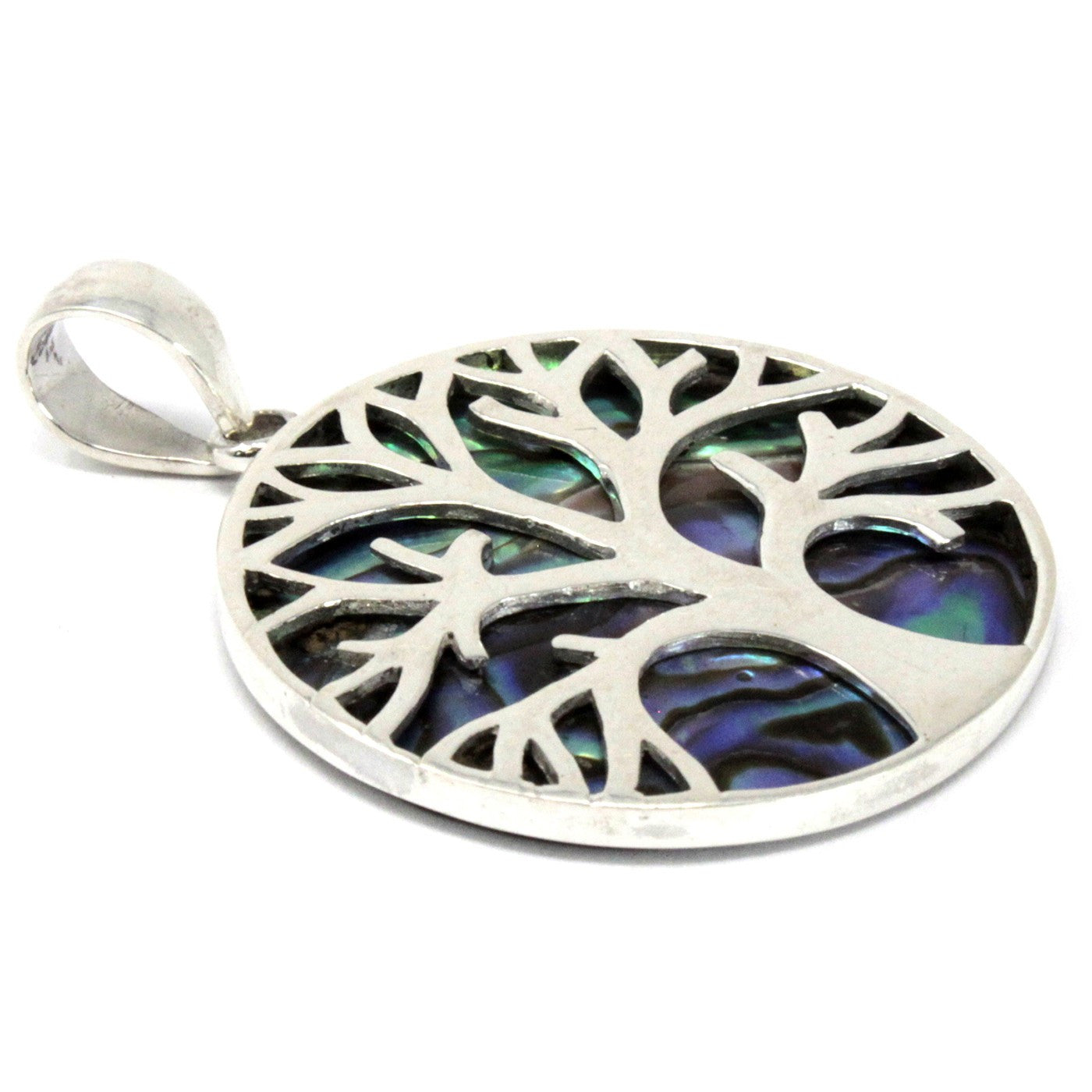 Tree of Life Silver Pendent 30mm - Abalone