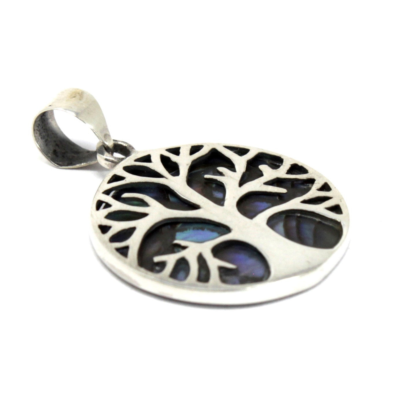 Tree of Life Silver Pendent 22mm - Abalone