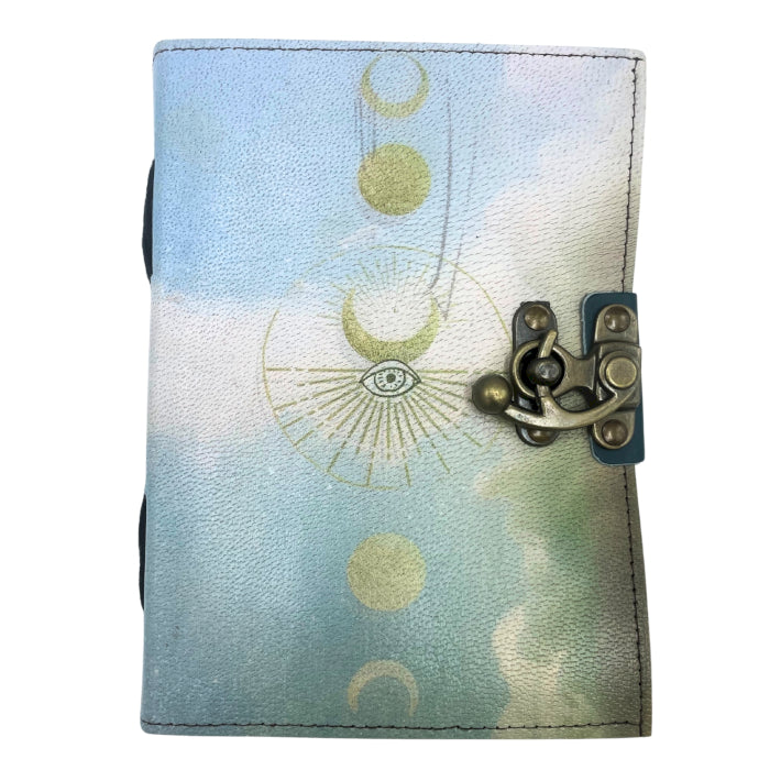 Leather "Moon Phases" Deckle-edge Notebook (7x5")