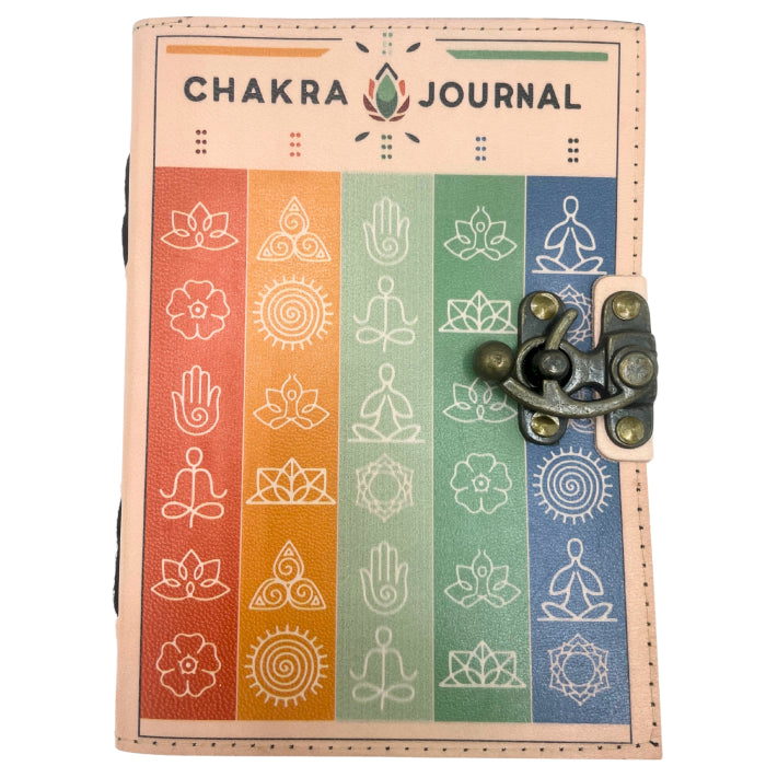 Leather Seven Chakra Colours Deckle-edge Notebook (7x5")