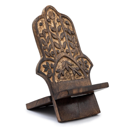 Wooden Carved Phone Stands - Hamsa 20x9.5cm