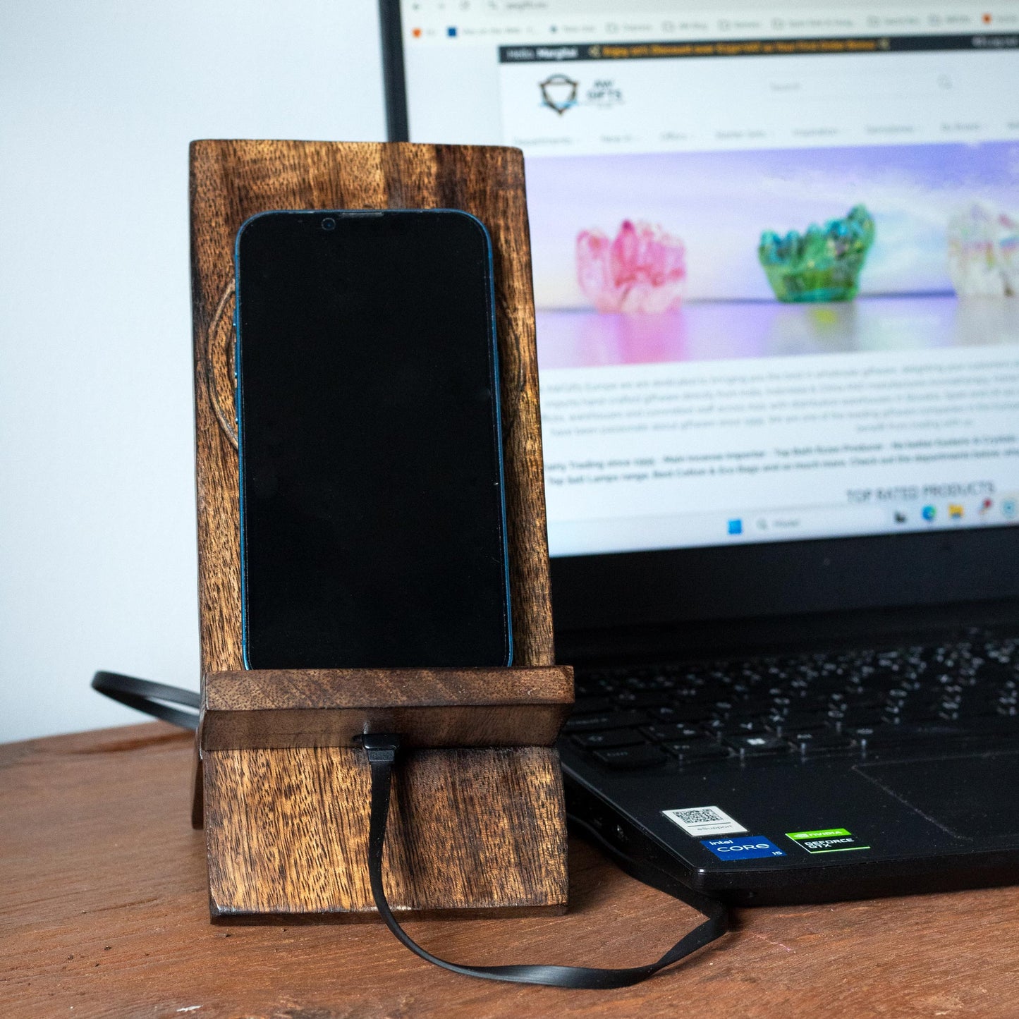 Wooden Carved Phone Stands - Mandala 20x9.5cm