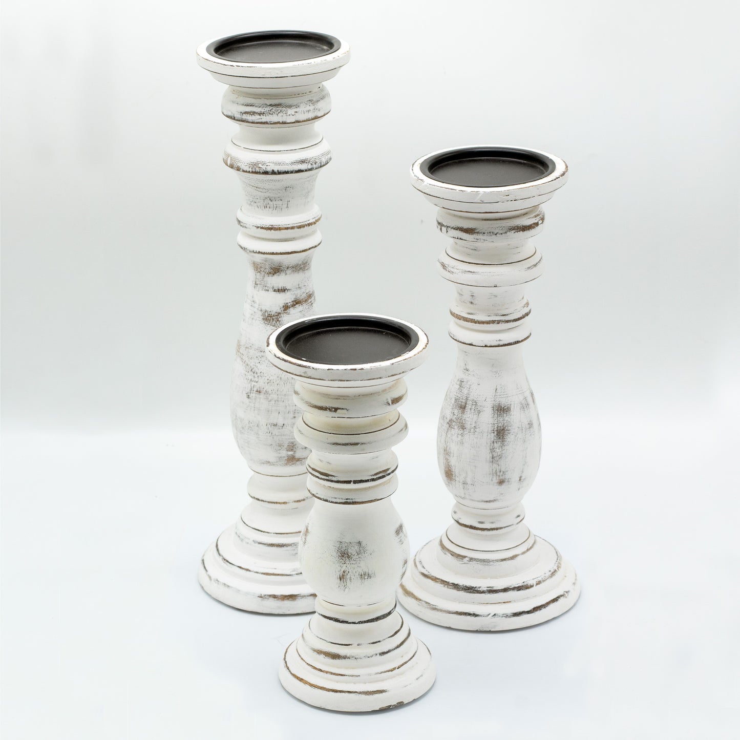 Classic Candle Stand - Whitewash - 37x10cm - Large