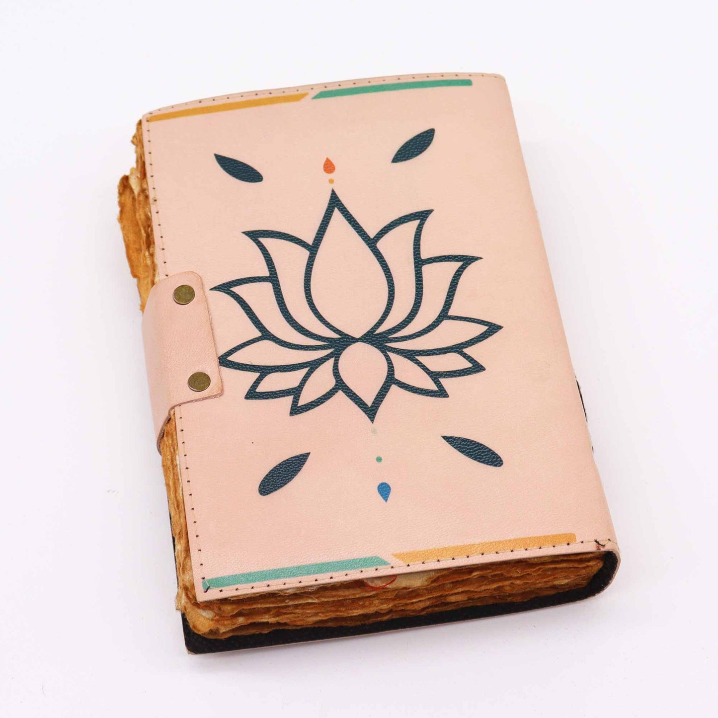 Leather Seven Chakra Colours Deckle-edge Notebook (7x5")