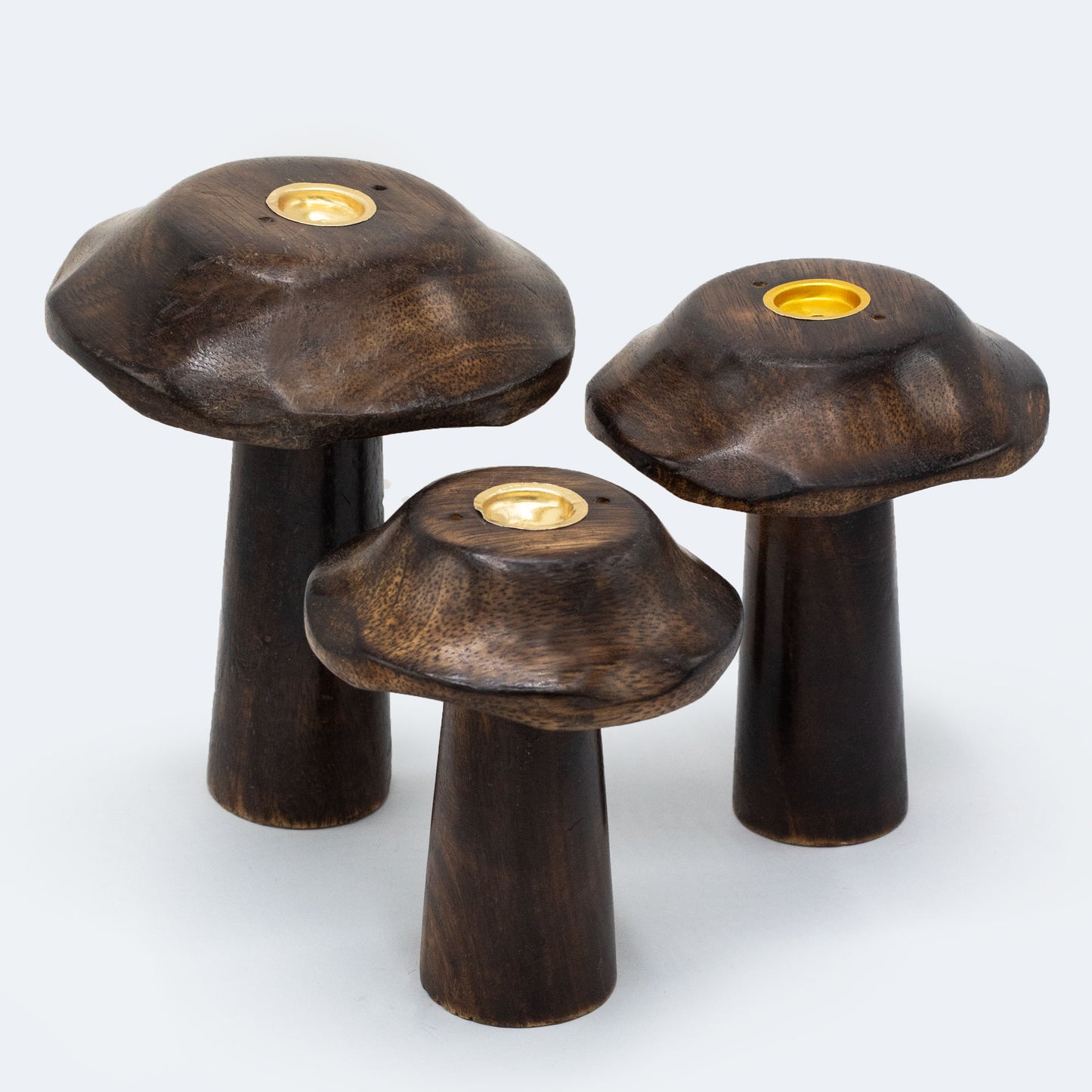 Set of 3 Flat Incense Cone Mushrooms (13cm 12cm 11cm)