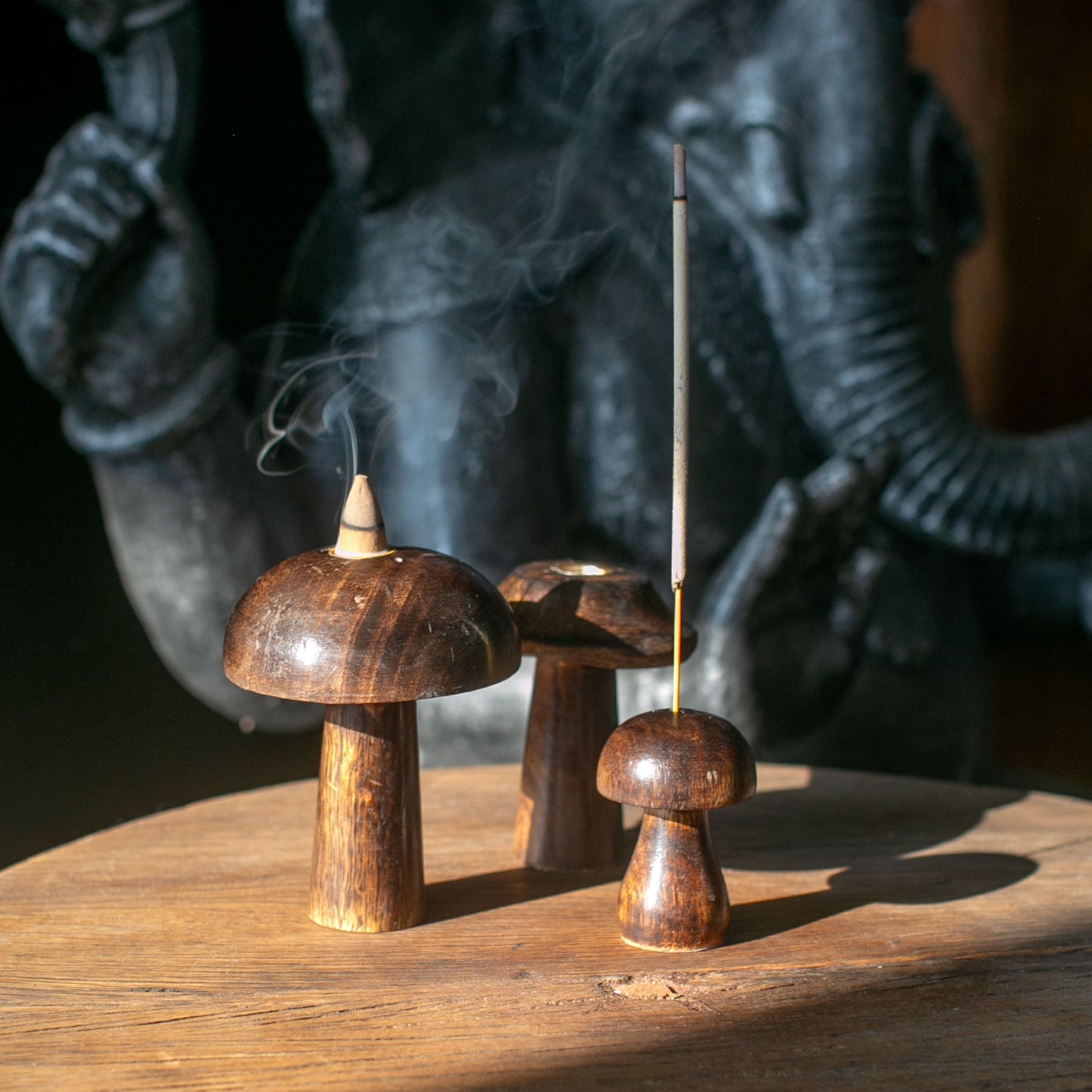 Set of 3 Flat Incense Cone Mushrooms (13cm 12cm 11cm)