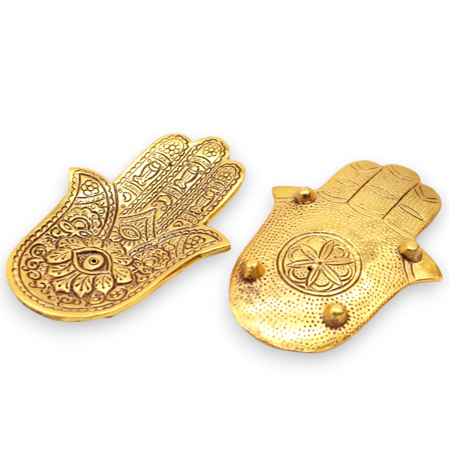 Gold Aluminium  Small Hamsa Incense Holder 13x5.5cm