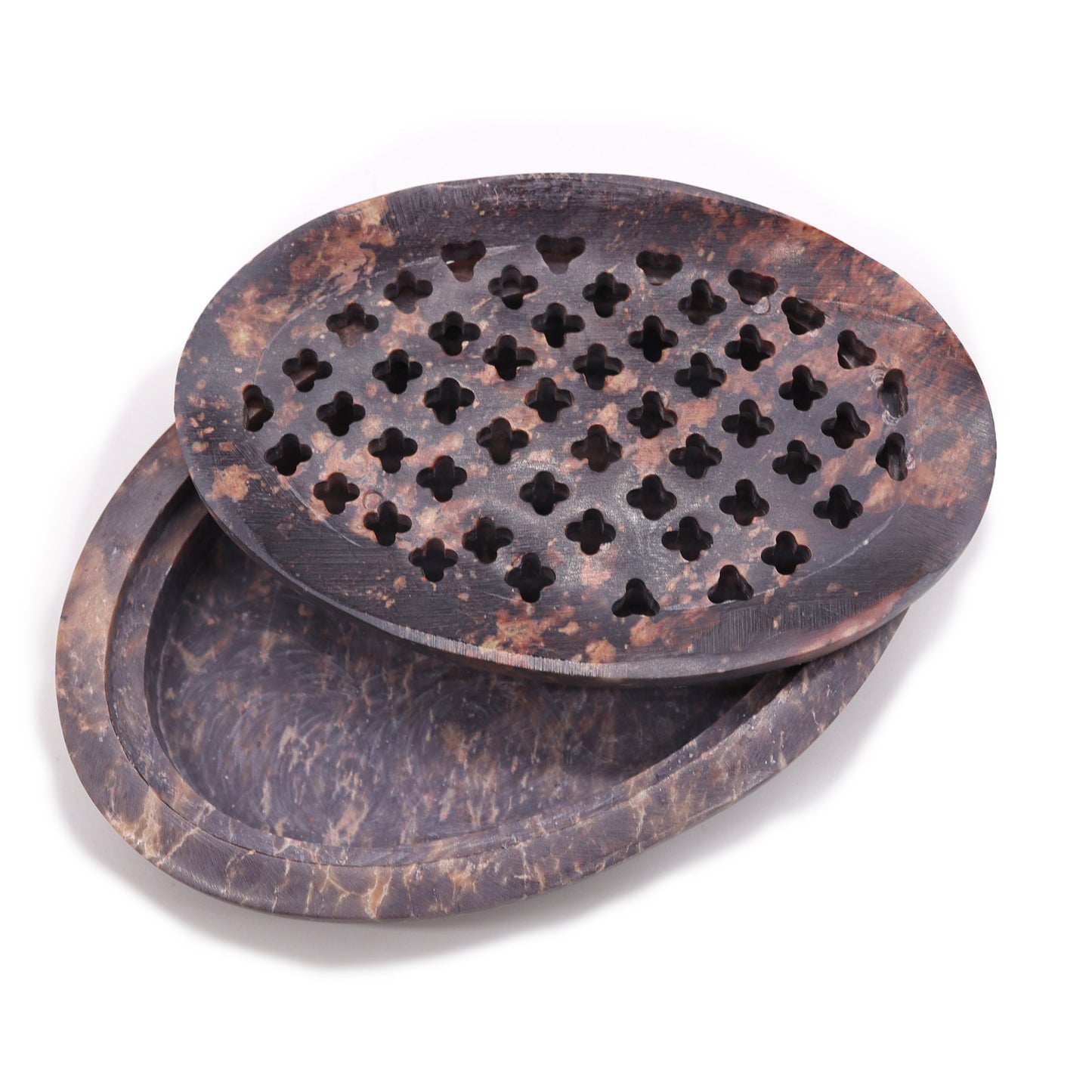 Soapstone Soap Dish & Drainer 11x8cm- Classic Oval