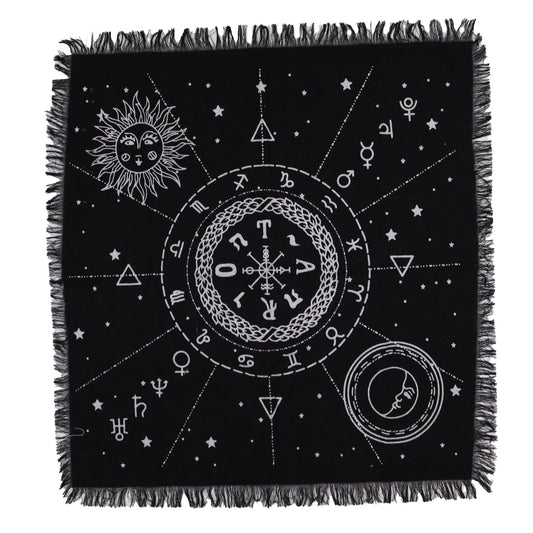 Esoteric Fringed Altar Cloth -  Moon & Sun Chart