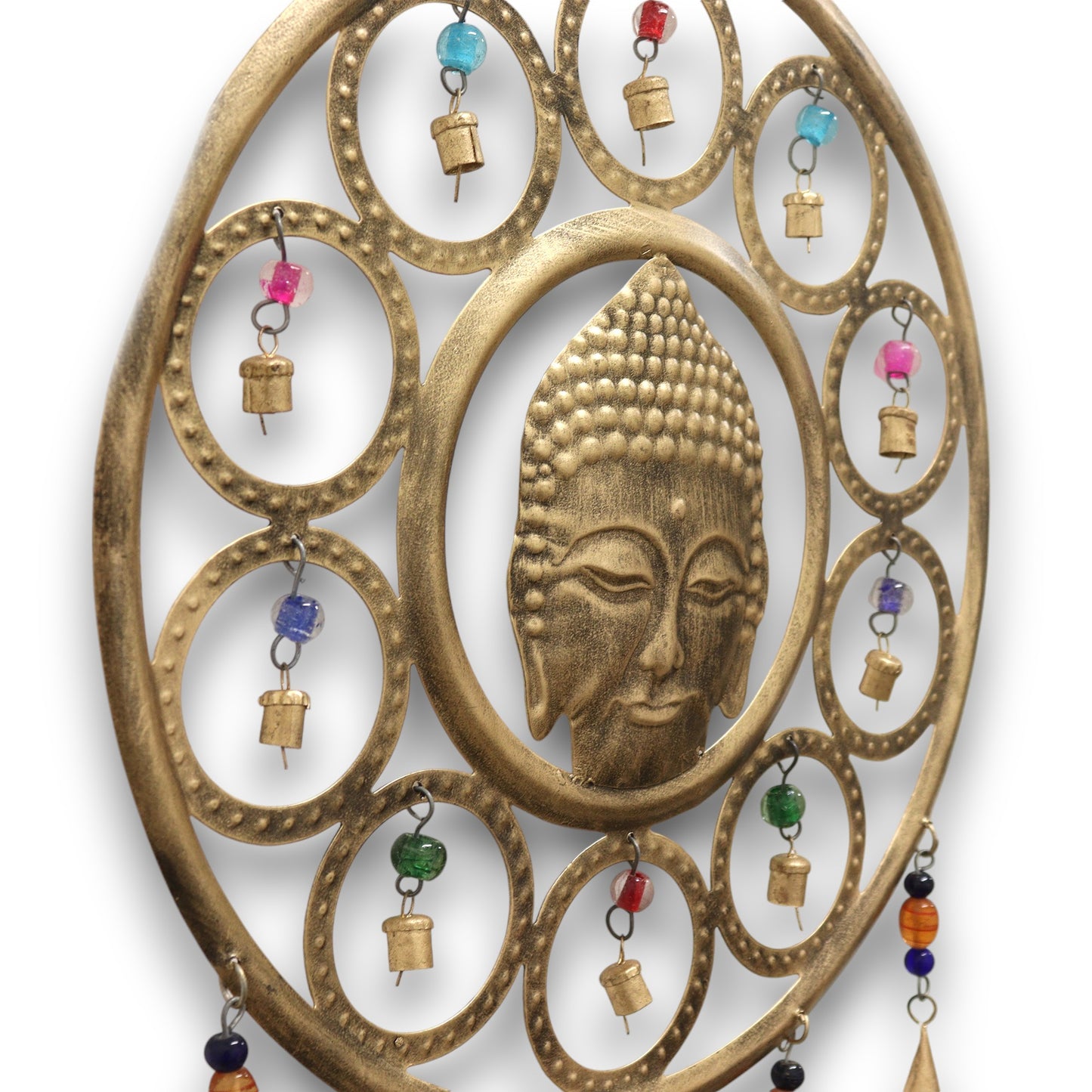 Indian Chimes - Lrg Buddha  Face 15 Bell Chimes - 36cm