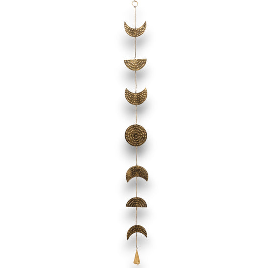 Indian Chimes - Brass Moon Phases Drop with Bell - 25cm