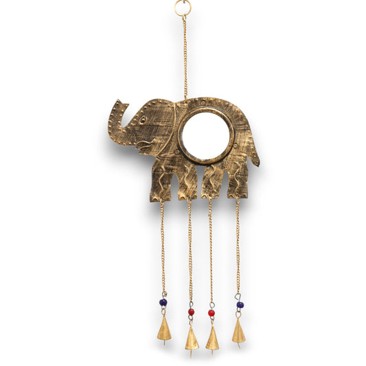 Indian Chimes - Elephant Lrg Mirror 4 Bells - 24x60cm