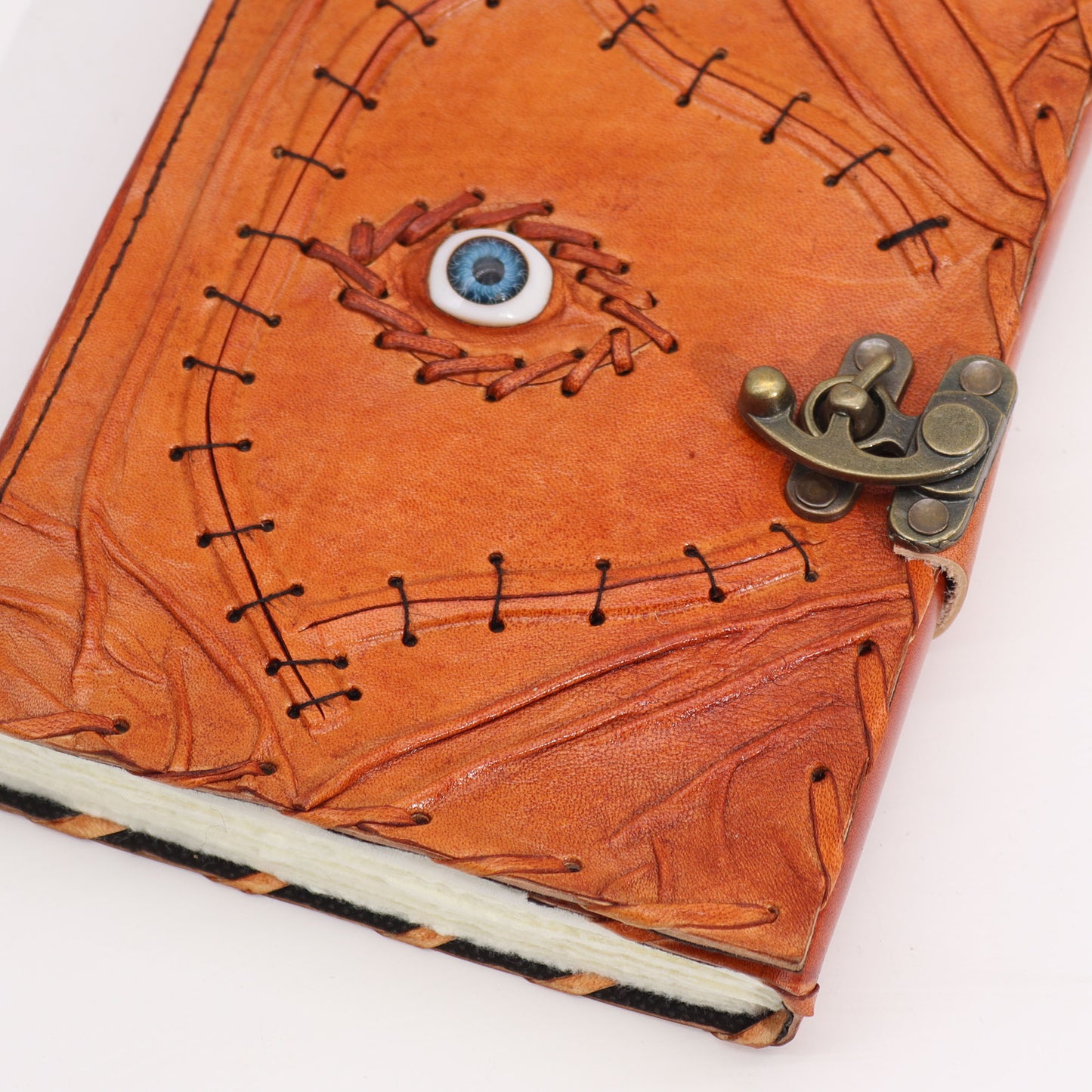 Light Brown Tan Book - Evil Eye Decor - 160 Deckle Edges Pages