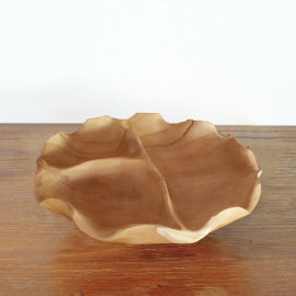 Smooth Round Teakwood Fruit Bowl Three Sections - 30x5.5cm